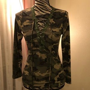 Army Print Long Sleeve Shirt